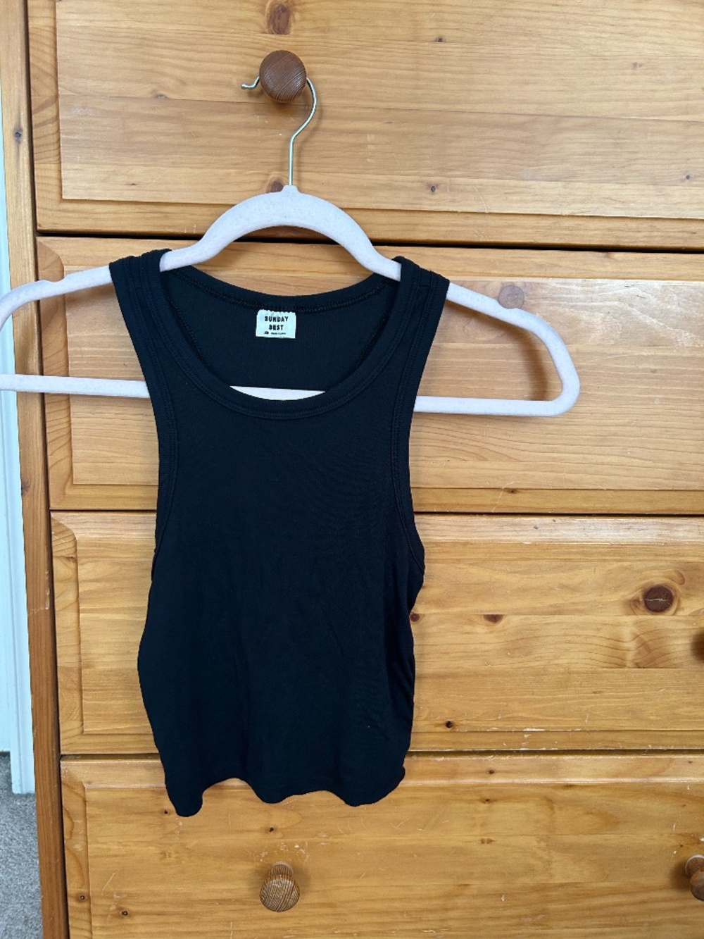 Black Rib Tank Crop